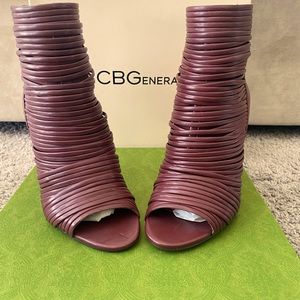 BCBG Ella Strappy Booties with Zipper up the back